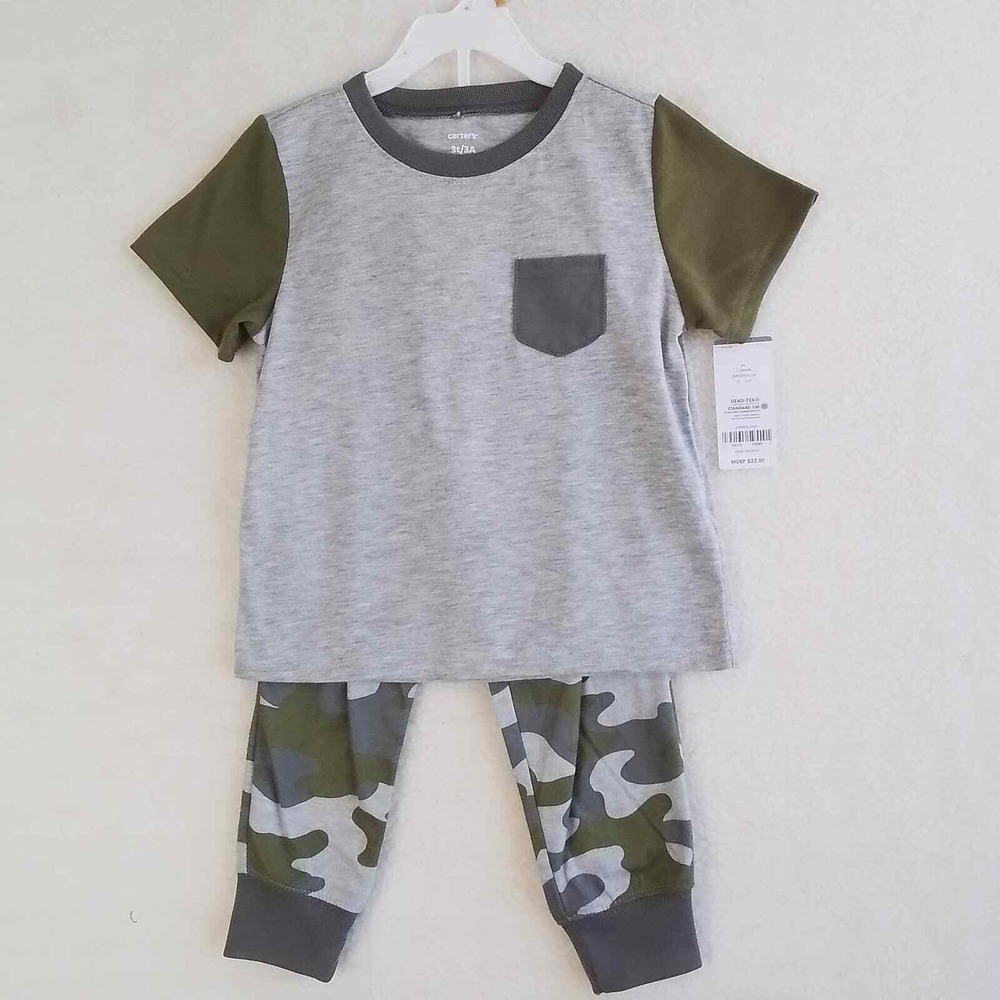 NWT Carter's 2-Piece PJ Set Boy's Size 3t in‎ Camo